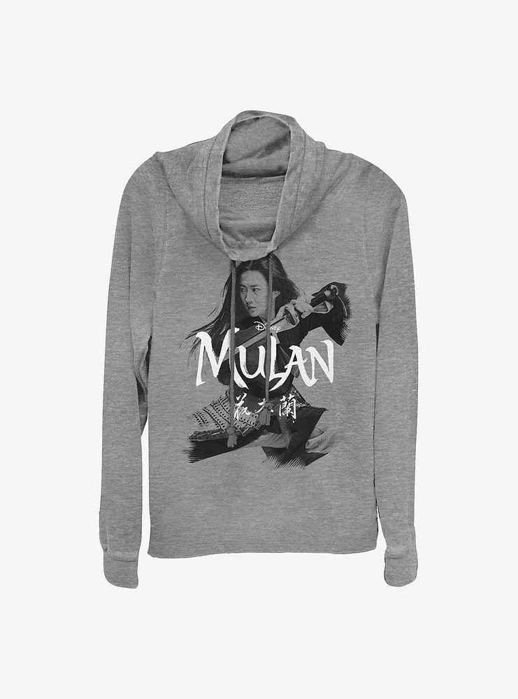 Disney Mulan Fighting Stance Cowl Neck Long-Sleeve Womens Top