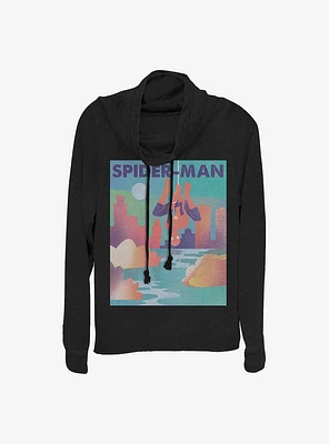 Marvel Spider-Man: Into The Spiderverse CIty Scene Cowl Neck Long-Sleeve Womens Top