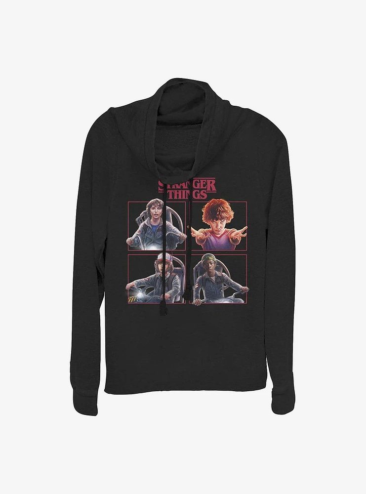 Stranger Things Cast Box Up Cowl Neck Long-Sleeve Womens Top