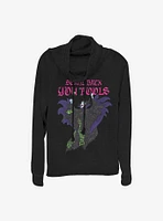 Disney Villains Maleficent Word Fill Cowl Neck Long-Sleeve Womens Top