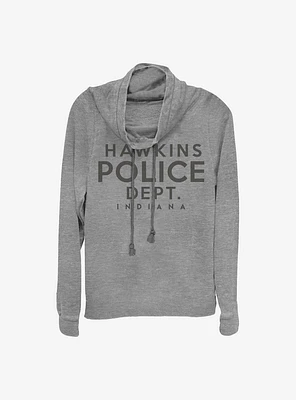 Stranger Things Hawkins Police Department Cowl Neck Long-Sleeve Womens Top