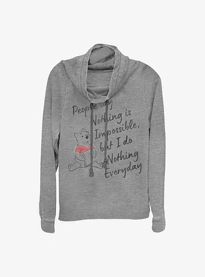 Disney Winnie The Pooh Nothing Is Impossible Cowl Neck Long-Sleeve Womens Top