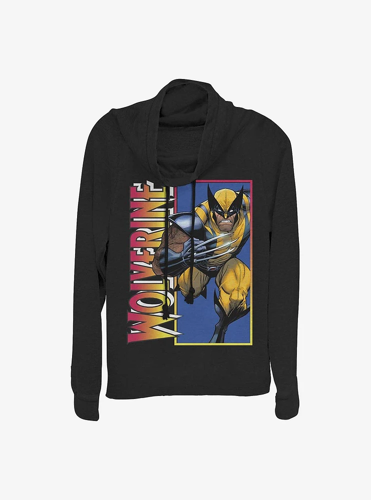 Marvel Wolverine Classic Comic Cowl Neck Long-Sleeve Womens Top