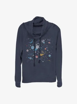 Disney Pixar WALL-E Galaxy Cowl Neck Long-Sleeve Womens Top