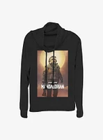 Star Wars The Mandalorian Child Alien Poster Cowl Neck Long-Sleeve Womens Top