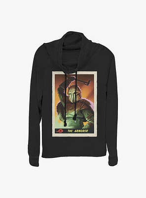 Star Wars The Mandalorian Armorer Card Cowl Neck Long-Sleeve Womens Top