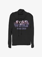 Star Wars The Mandalorian Child Logo Fill Cowl Neck Long-Sleeve Womens Top