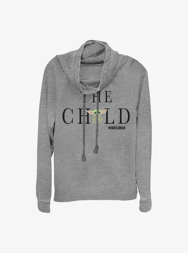 Star Wars The Mandalorian Child Text Cowl Neck Long-Sleeve Womens Top