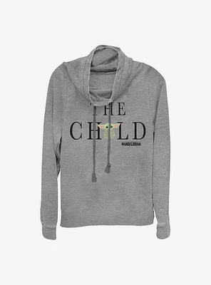 Star Wars The Mandalorian Child Text Cowl Neck Long-Sleeve Womens Top