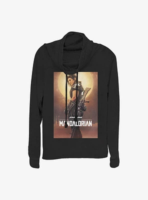 Star Wars The Mandalorian Cara Poster Cowl Neck Long-Sleeve Womens Top