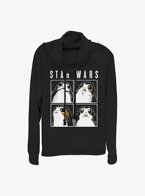 Star Wars Episode VIII: The Last Jedi Porg Boxes Cowl Neck Long-Sleeve Womens Top