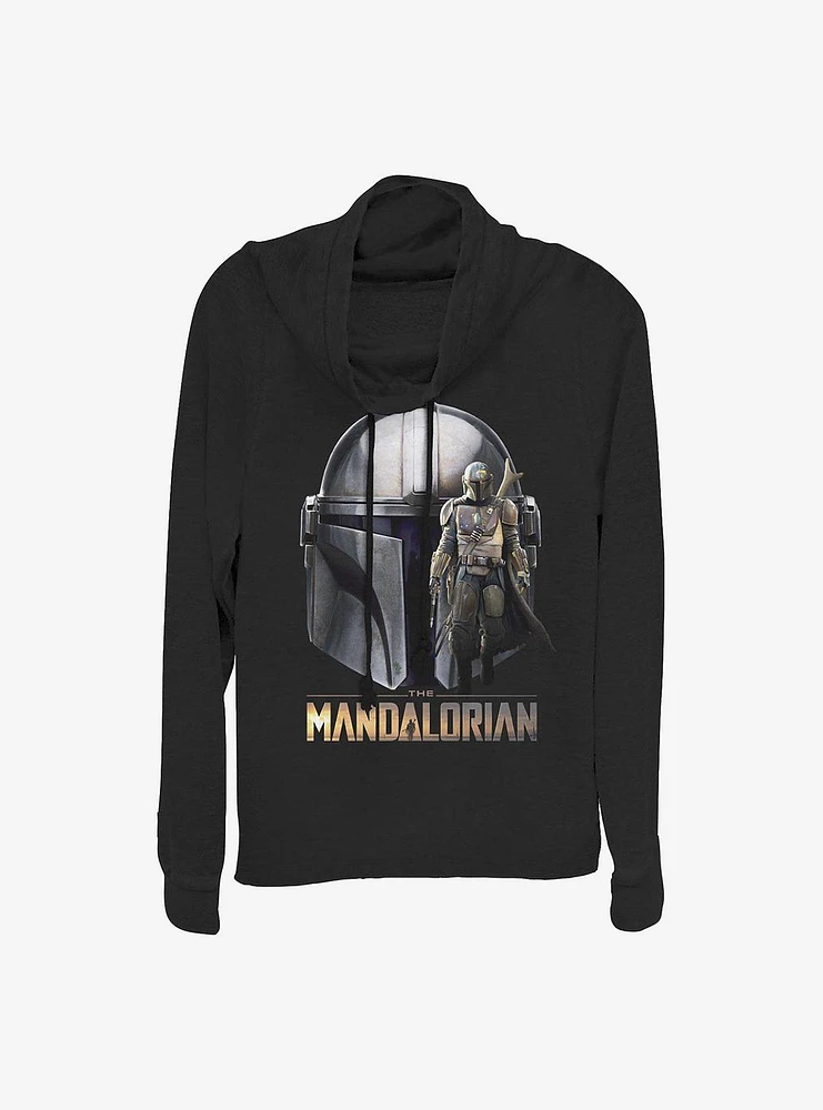 Star Wars The Mandalorian Mando Head Cowl Neck Long-Sleeve Womens Top