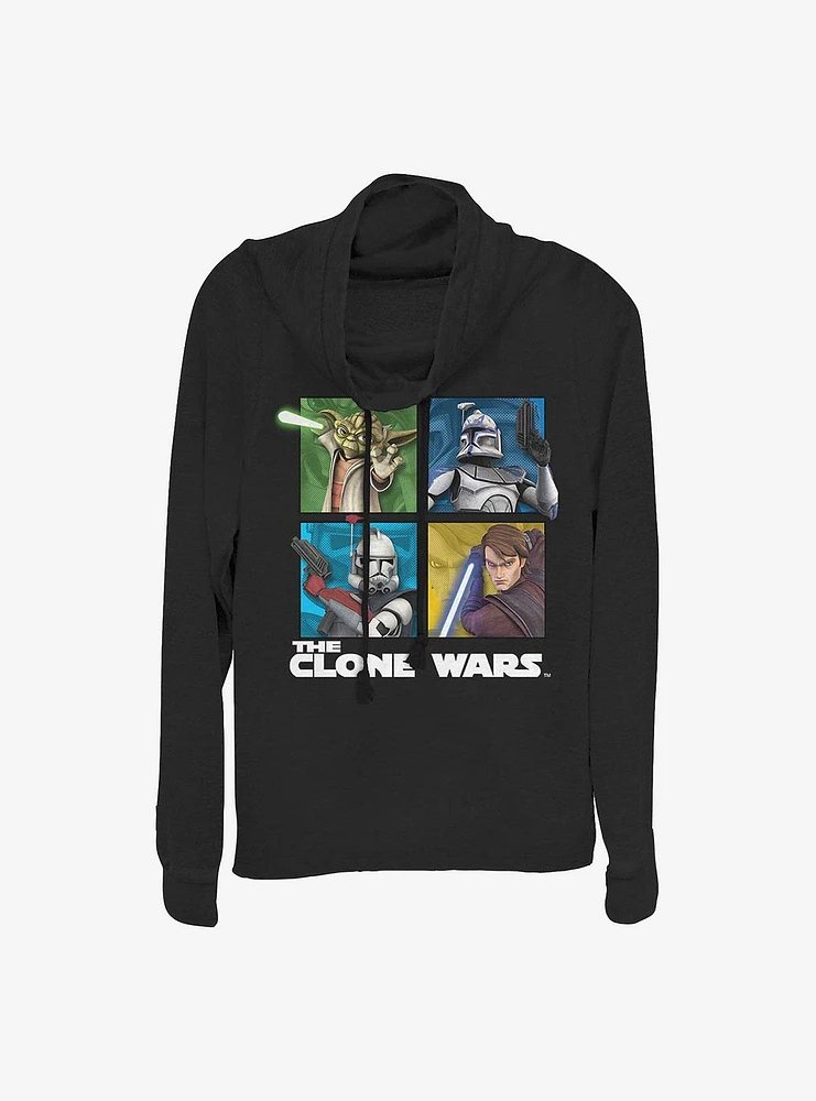 Star Wars: Clone Wars Panel Four Cowl Neck Long-Sleeve Womens Top