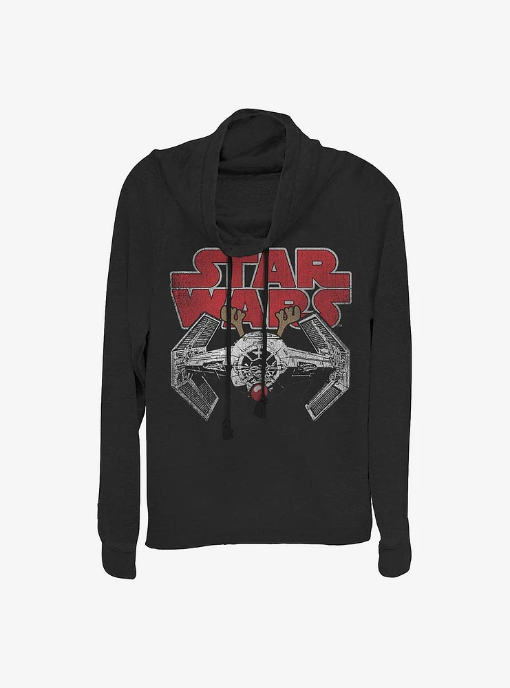 Star Wars Rudolf Tie Fighter Cowlneck Long-Sleeve Girls Top