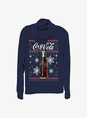 Coke Bottle Snowflakes Cowlneck Long-Sleeve Girls Top