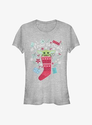 Star Wars The Mandalorian Child All I Want For Christmas Girls T-Shirt