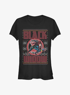 Marvel Black Widow Ugly Holiday Girls T-Shirt