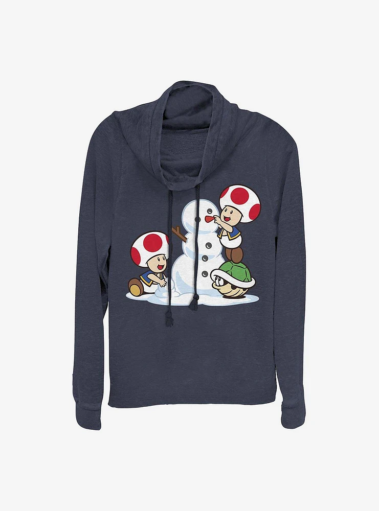 Nintendo Mario Frosty Toad Cowlneck Long-Sleeve Girls Top