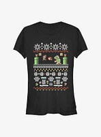 Nintendo Mario 8-Bit Xmas Stack Girls T-Shirt