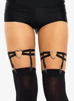 Dual Strap Elastic Garter With Hearts