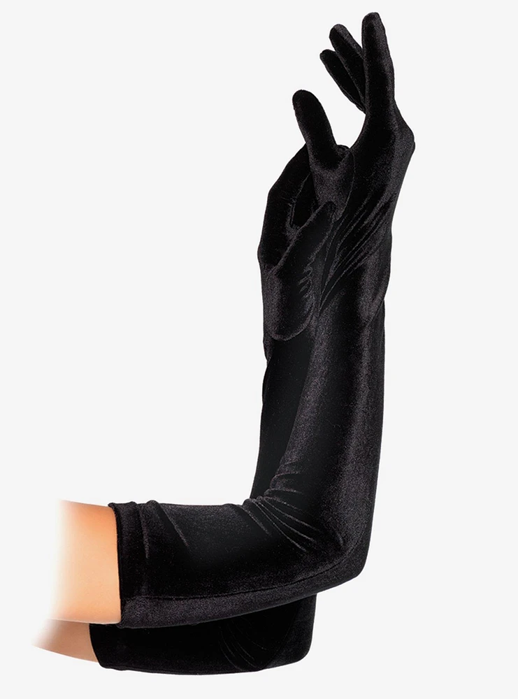 Velvet Opera Length Gloves Black