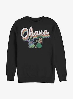 Disney Lilo & Stitch Rainbow Ohana Crew Sweatshirt