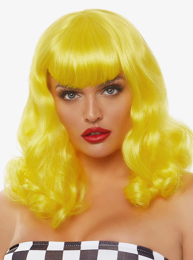 Retro Curly Bob Wig Yellow