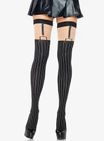 Spandex Opaque Pinstriped Thigh Highs