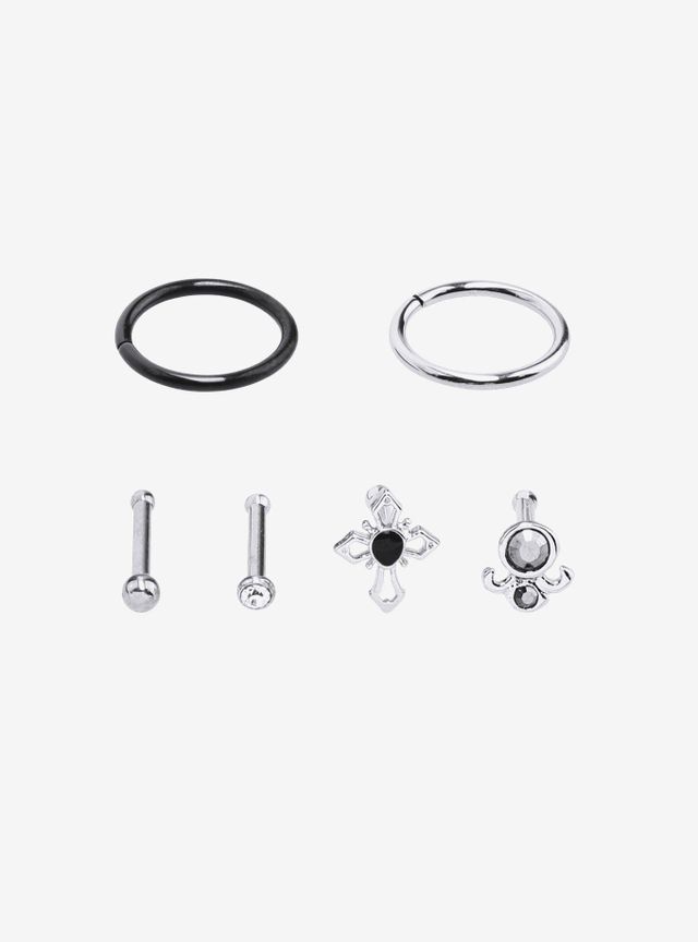 Topic Steel Silver Nose Stud & Hoop 6 Pack Dulles Town Center