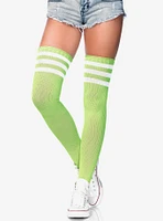 Athletic 3 Stripe Thigh Highs Neon Green