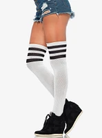 Athletic 3 Stripe Thigh Highs White/Black