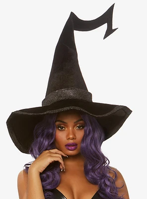 Bewitched Velvet Witch Hat With Glitter Trim