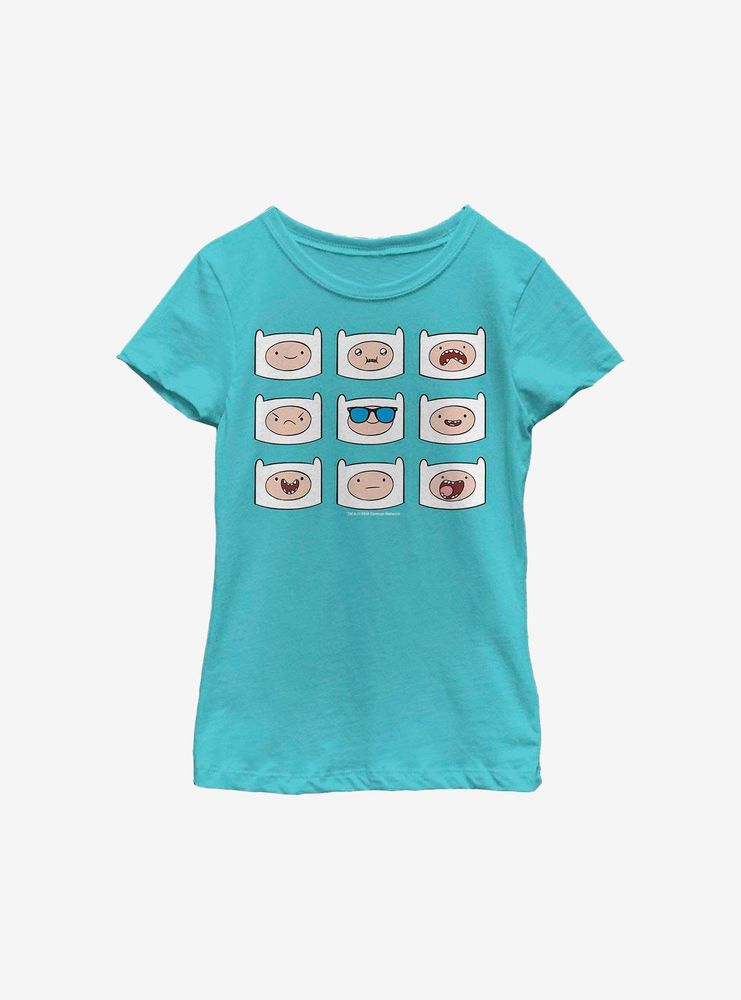 Adventure Time Finn Many Faces Youth Girls T-Shirt