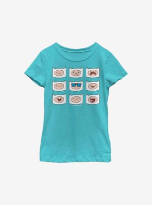 Adventure Time Finn Many Faces Youth Girls T-Shirt