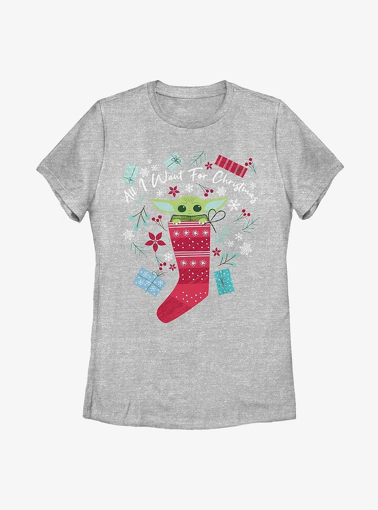 Star Wars The Mandalorian Child All I Want For Christmas Womens T-Shirt