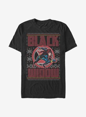 Marvel Black Widow Christmas Holiday Pattern T-Shirt