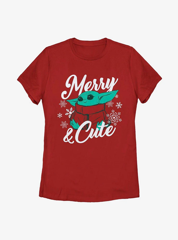 Star Wars The Mandalorian Child Merry And Cute Womens T-Shirt
