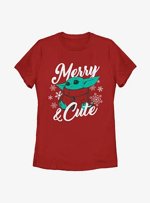Star Wars The Mandalorian Child Merry And Cute Womens T-Shirt