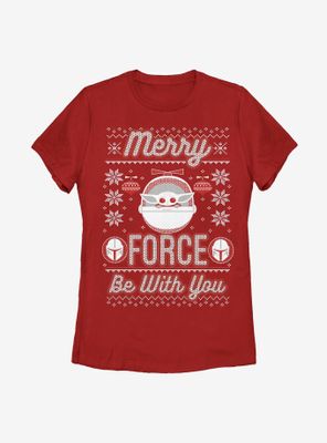 Star Wars The Mandalorian Child Merry Force Womens T-Shirt