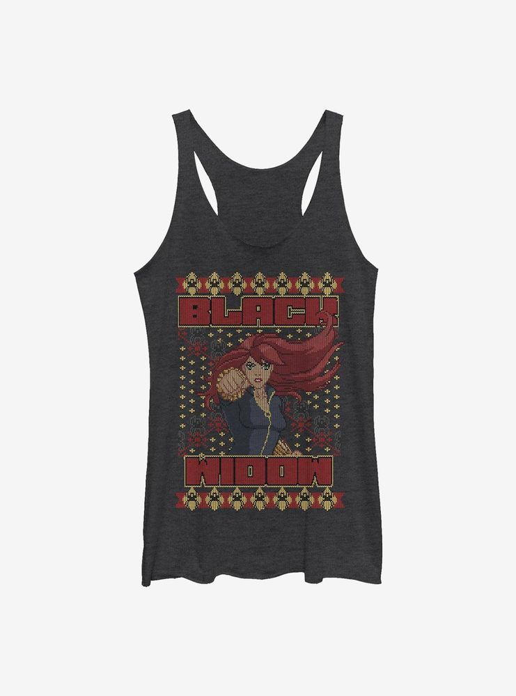 Marvel Black Widow Christmas Holiday Pattern Womens Tank Top