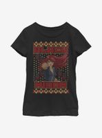 Marvel Black Widow Christmas Holiday Pattern Youth Girls T-Shirt