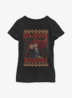 Marvel Black Widow Christmas Holiday Pattern Youth Girls T-Shirt