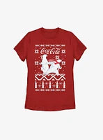 Coca-Cola Bear Slide Christmas Pattern Womens T-Shirt