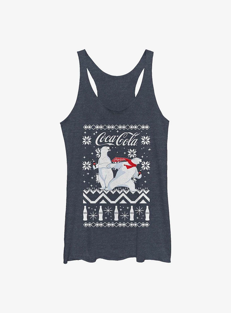 Coca-Cola Bear Slide Christmas Pattern Womens Tank Top