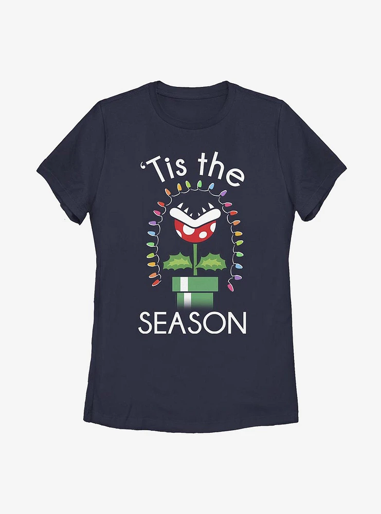 Super Mario Xmas Piranha Womens T-Shirt