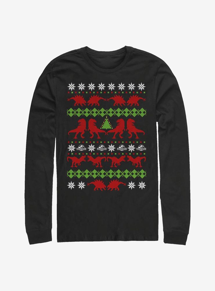 Jurassic World Christmas Sweater Pattern Long-Sleeve T-Shirt