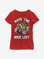 Super Mario Christmas Nice List Youth Girls T-Shirt