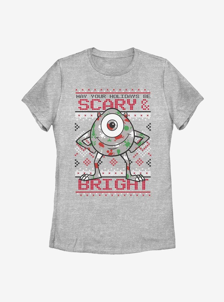 Disney Pixar Monsters, Inc. Mike Holiday Pattern Womens T-Shirt