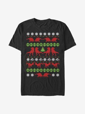Jurassic World Christmas Sweater Pattern T-Shirt