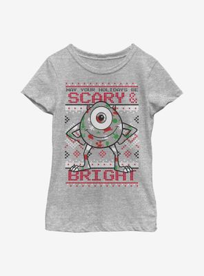 Disney Pixar Monsters, Inc. Mike Holiday Pattern Youth Girls T-Shirt